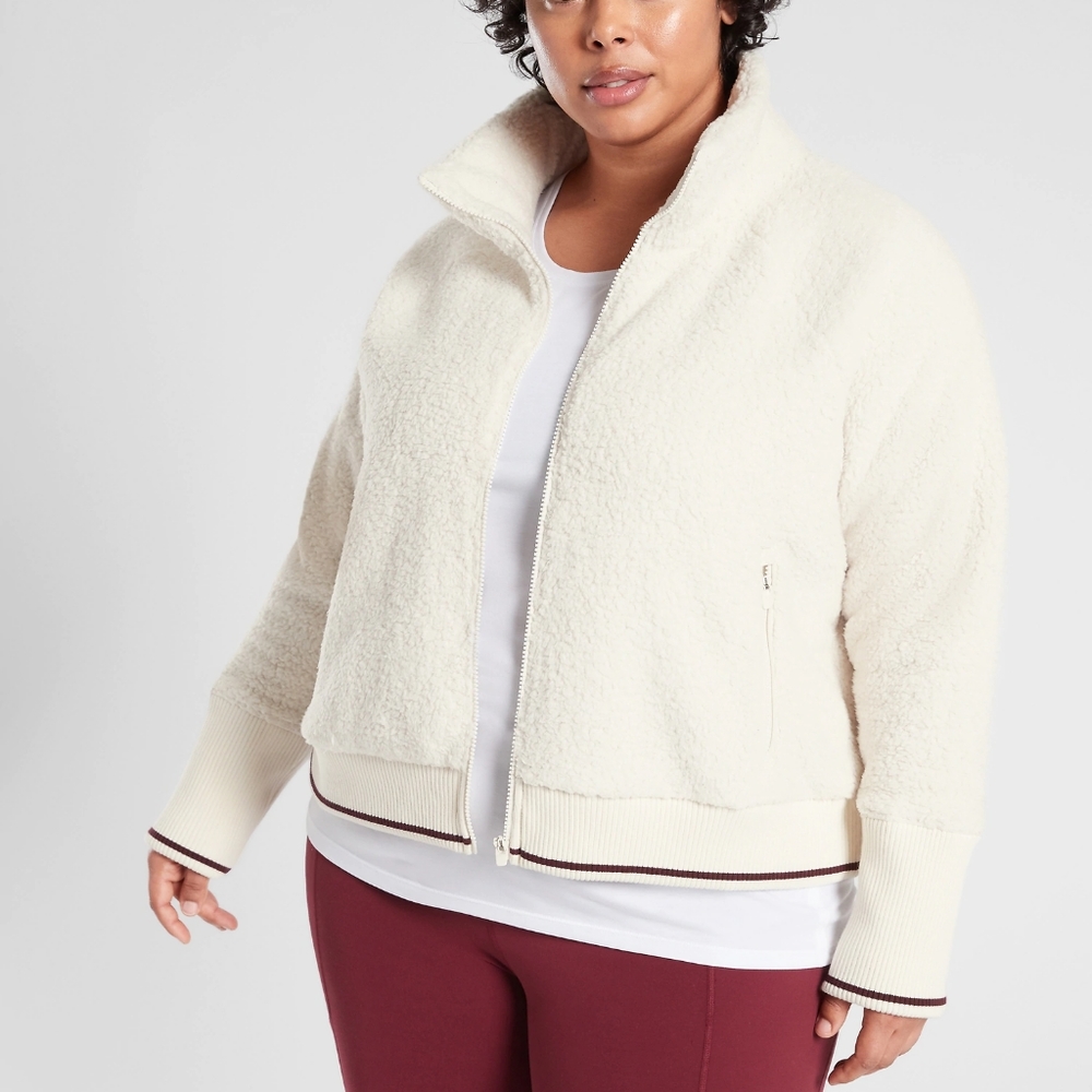Athleta Cream Color Tugga Sherpa Jacket-2X - Picture 6 of 6